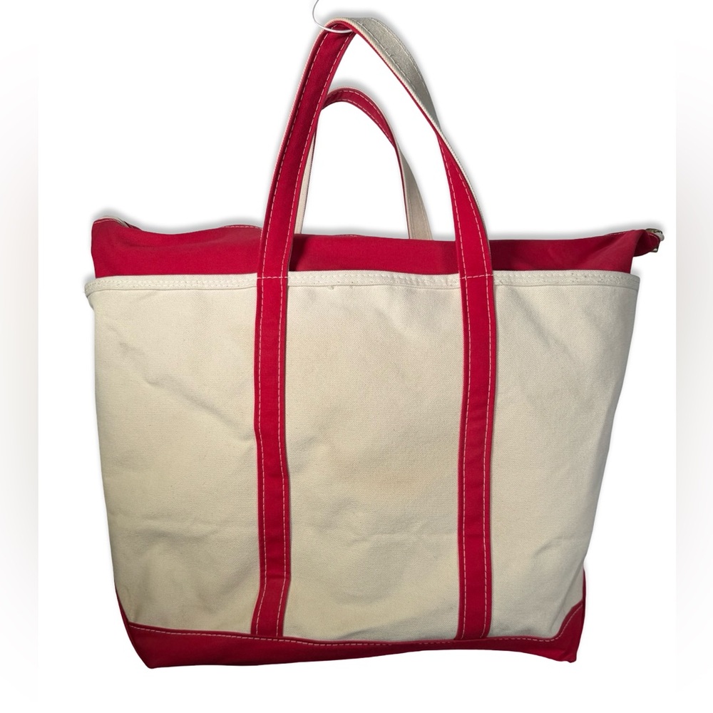 XL Jumbo LL Bean Vintage Boat And Tote Zip Top 90s Canvas Bag Freeport Maine
